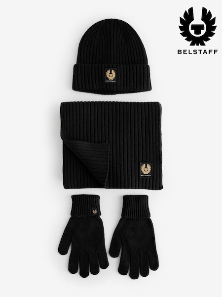 أسود - Regular Belstaff Knitted Accessories Set 3 Piece