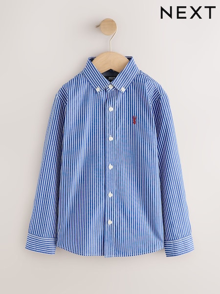 Blue - Long Sleeve Poplin Stripe Shirt (3-16yrs)