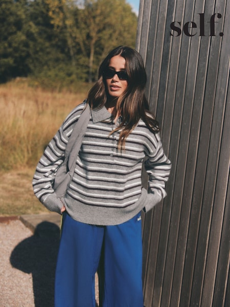 Grey Stripe - Lipsy Knitted Wool Blend Rugby Jumper