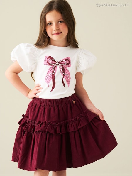 White - Angel & Rocket Mia Puff Sleeve Bow Top