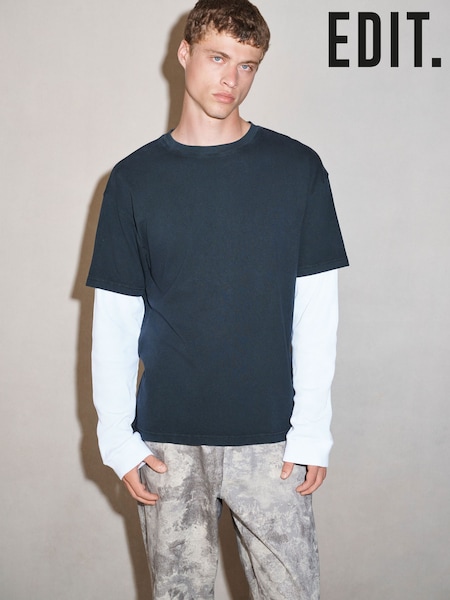 Black - Regular Long Sleeve Edit T-shirt With Mock Layer