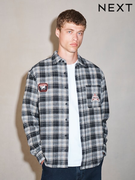 Մոնոխրոմ - Regular Edit Long Sleeve Check Badge Shirt