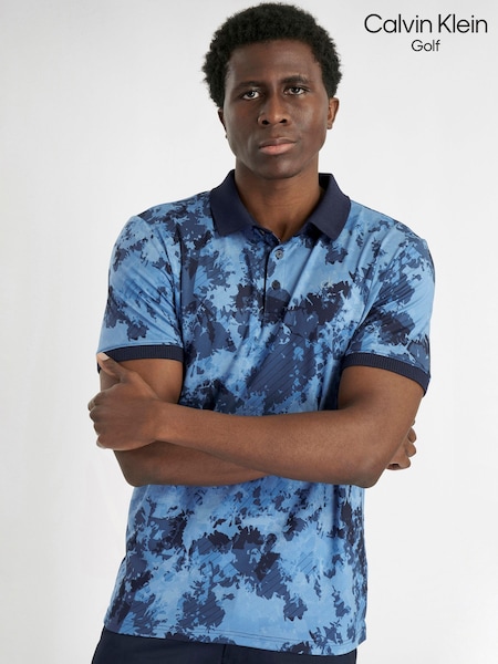 Blau - Regular Calvin Klein Golf Digital Chaos Printed Polo Shirt