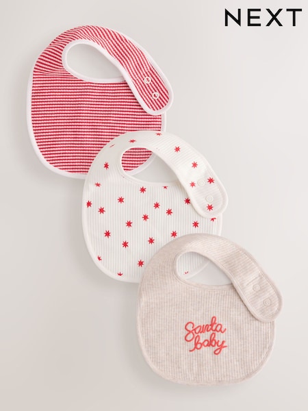 Red/White - Christmas Baby Bibs 3 Pack