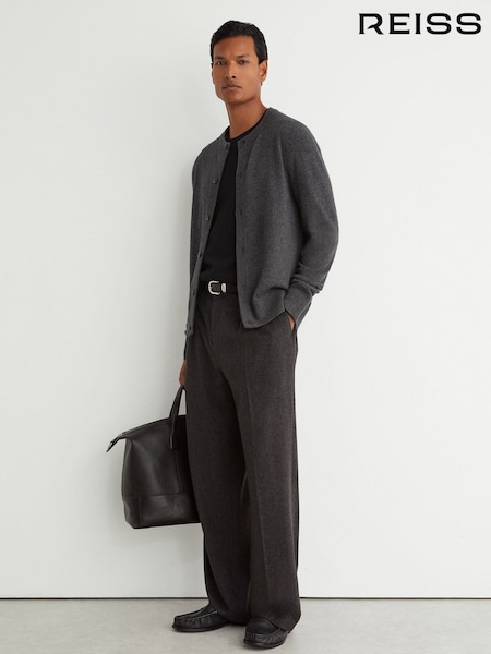 Gris carbón - Regular Reiss Stoke Wool-cashmere Jersey-knit Cardigan