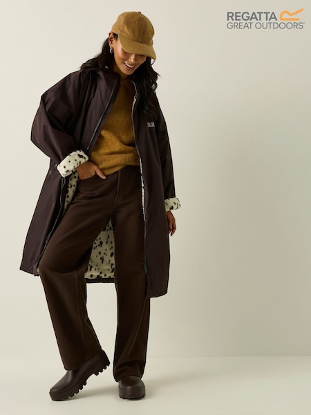 Dark Chocolate - Regatta Oversized Waterproof Borg Fleece Lined Changing Robe