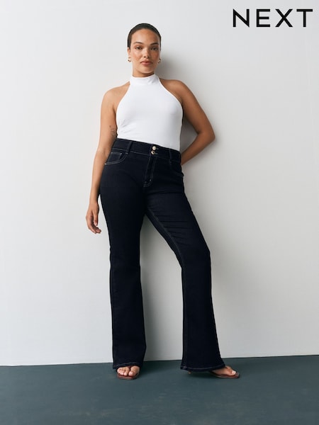 Indigo Rinse Blue - Hourglass Flare Leg Denim Jeans