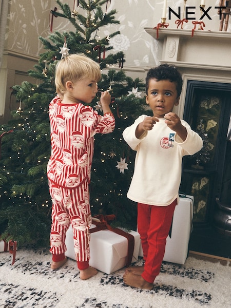 Red/White Santa Stripe - Christmas Pyjamas 2 Pack (9mths-10yrs)