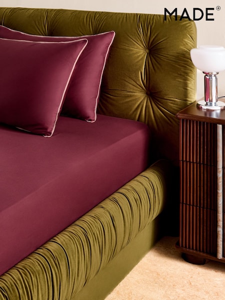 Made.com 200 Thread Count Cotton Sateen Deep Fitted Sheet