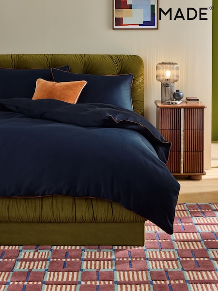 Made.com Contrast Piped 200 Thread Count Cotton Sateen Bed Set