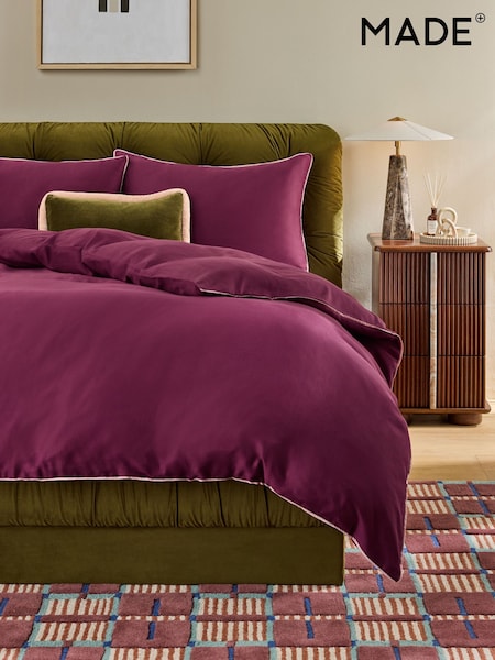 Made.com Contrast Piped 200 Thread Count Cotton Sateen Bed Set