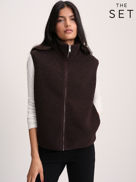 Brown/Oat Marl - The Set 2 Pack Zip Through Borg Gilet
