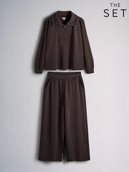 Brown - The Set Modal Blend Half Zip Coord Loungewear Set
