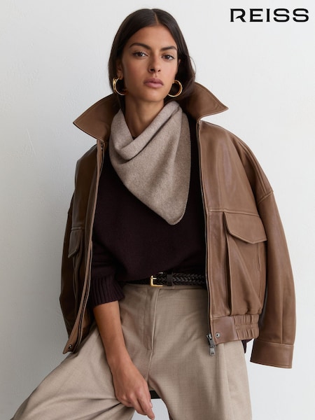 Oatmeal - Reiss Karlie Wool Knitted Neck-tie Scarf