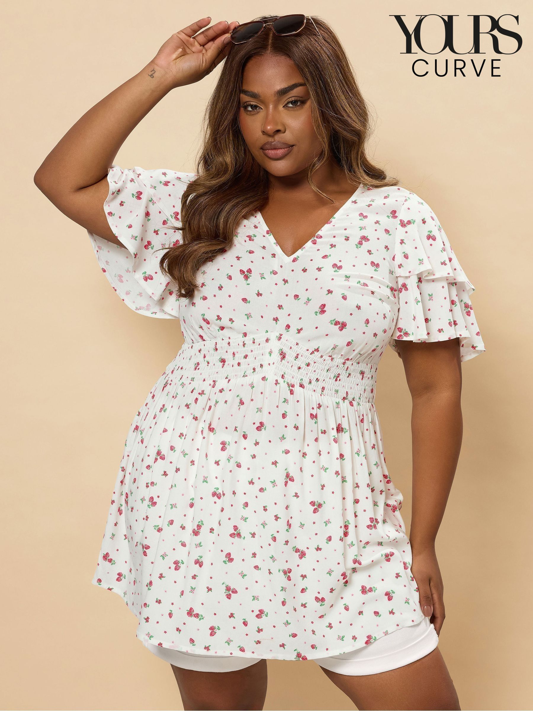 Buy Women's Tops Fruit Print Long Line Short Sleeve Online | Next USA