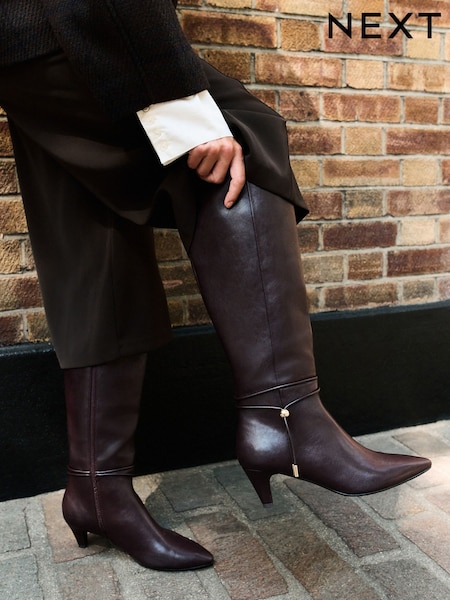 Burgundy Red - Forever Comfort® Toggle Chisel Toe Knee High Boots