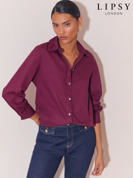 Rouge Bourgogne - Chemise en popeline Lipsy