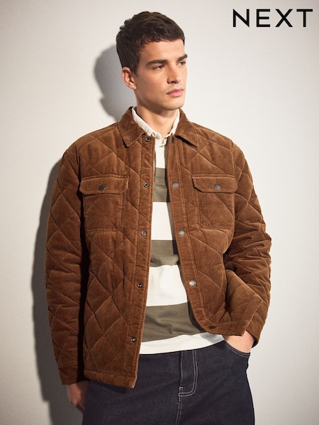 Maro - Regular Quilted Cord Borg Lined Shacket