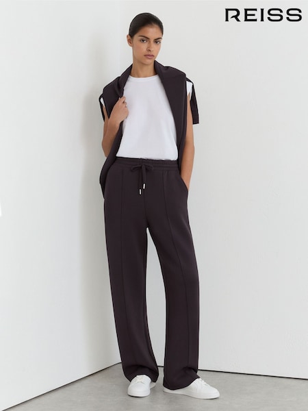 Uva de Borgoña - Reiss Jemma Premium Interlock Wide-leg Joggers