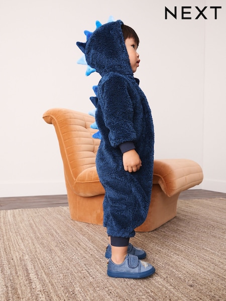 Синие с шипами динозавров - Fleece All-in-one (9mths-10yrs)