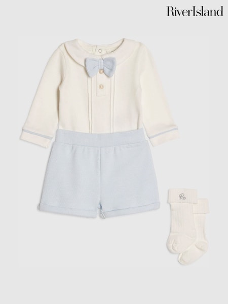 Blue - River Island Long Sleeve Smart Bloomer & Socks Set