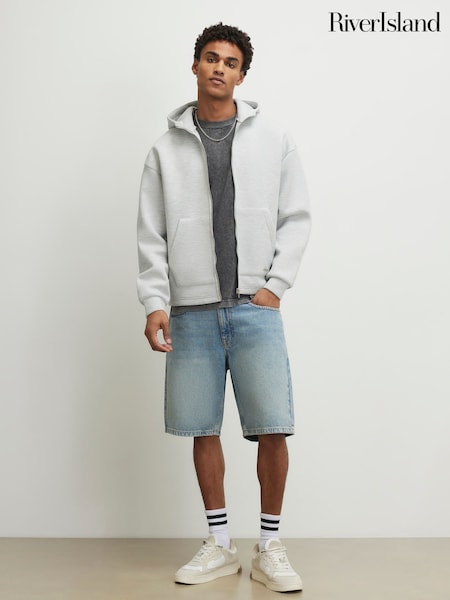 Blue - Regular River Island Regular Fit Light Wash Shorts