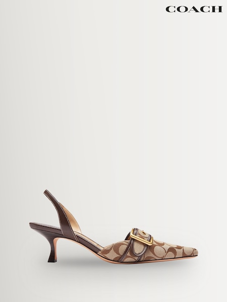 Cream - Coach Margot Signature Sateen Slingback