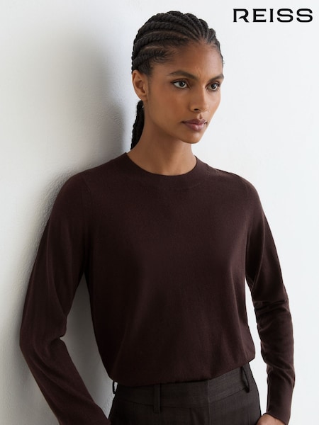 Viinirypäleen viininpunainen - Reiss Sadie Merino Wool Crew-neck Jumper