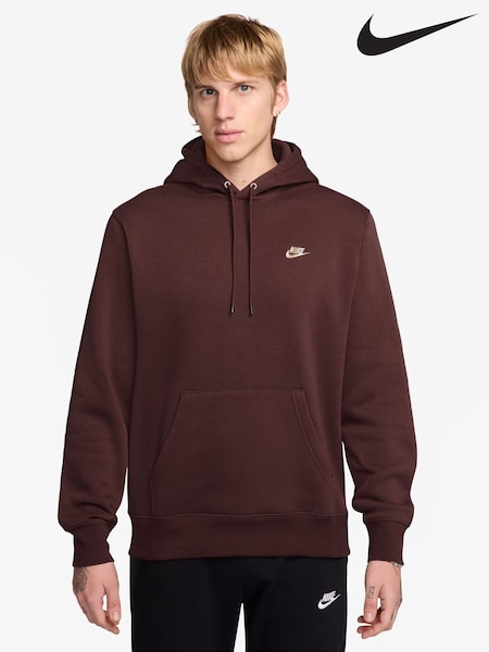 Roșu - Regular Nike Club Pull Over Hoodie