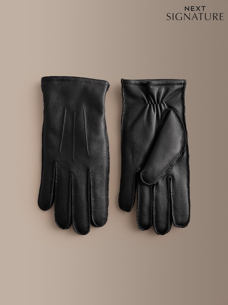 Svart - Regular Signature Leather Gloves