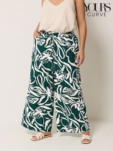 Green - Yours Curve Wide Leg Trousers