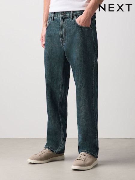 Dark Green - Straight Fit Vintage Jeans