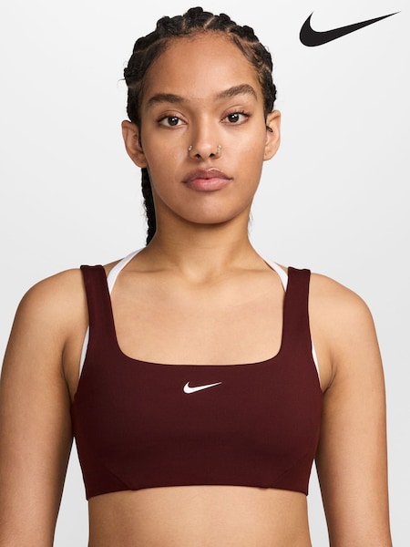 Mystic Date Brown - Nike One Light Support Padded Strappy Sports Bra