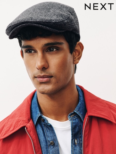Black/Charcoal Grey Check - Regular Flat Cap