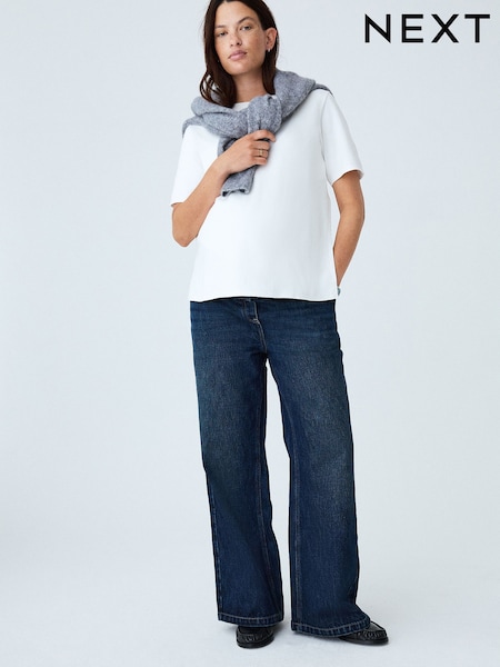 Denim en azul oscuro - Maternity Over The Bump Wide Leg Jeans