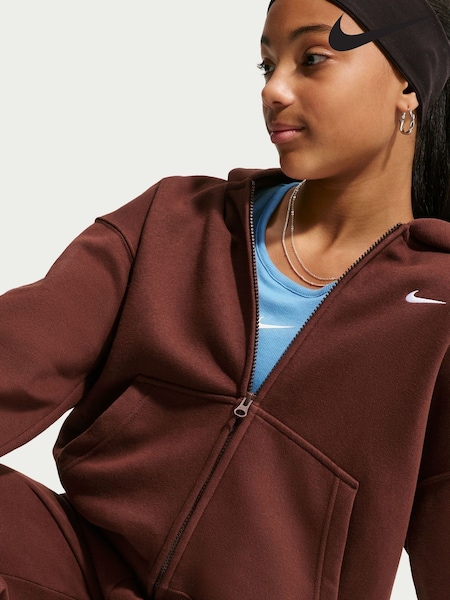 Mystic Date Brown - Nike Studio Fleece Zip Through Hoodie
