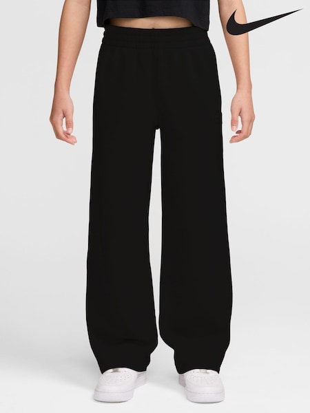 Crno - Nike Logo Fleece Wide Leg Loose Fit Joggers