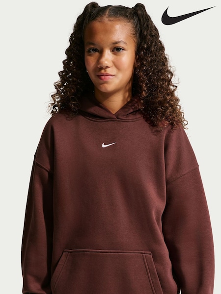 Mystic Date Braun - Nike Studio Fleece Oversized Overhead Hoodie