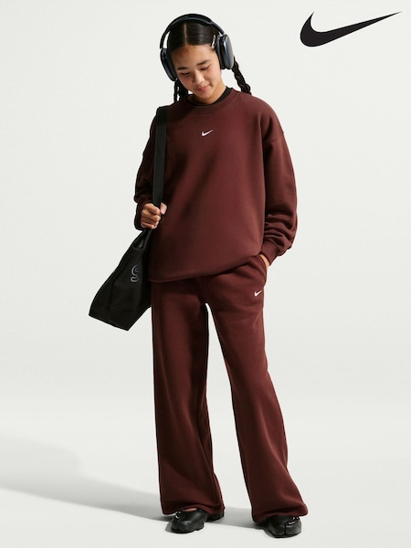 Mystic Date Brown - Nike Studio Fleece Wide Leg Joggers