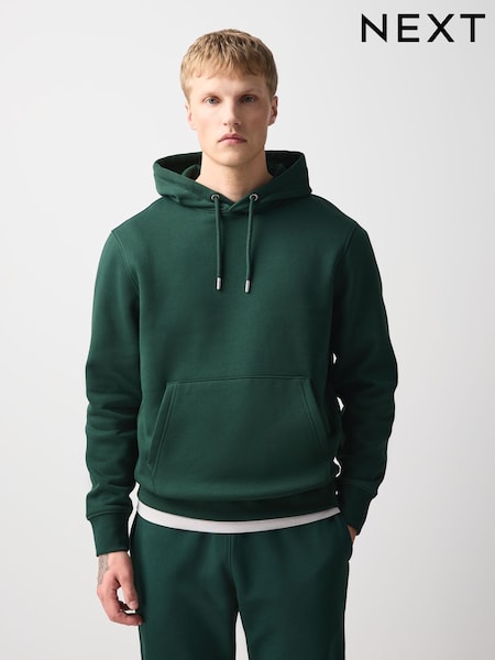 Dark Green - Regular Fit Cotton Rich Hoodie