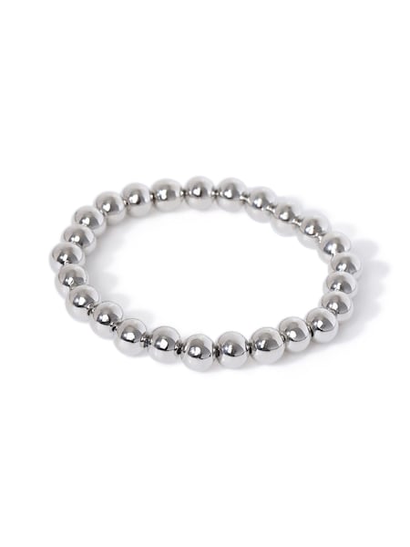 Silver Tone - Regular Silver Tone Ball Stretch Bracelet