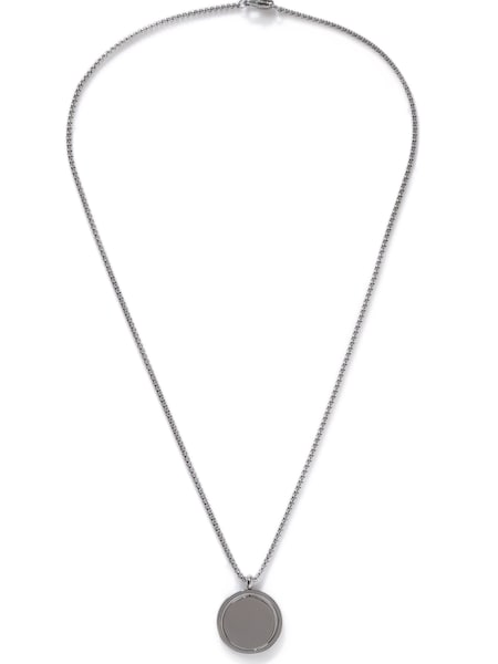 Silver Tone - Regular Silver Tone Stainless Steel Spinner Coin Necklace