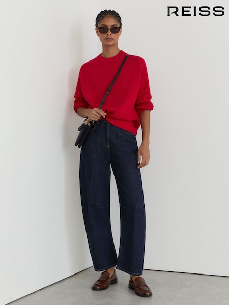 Red - Reiss Riley Wool-cashmere Crew-neck Raglan Jumper