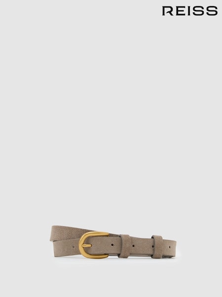 Light Grey - Reiss Cynthia Suede Tie Curved-buckle Belt