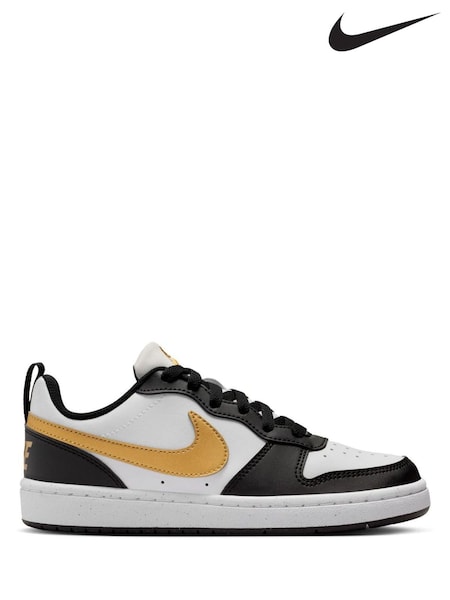 Black/White Gold - Nike Youth Court Borough Low Recraft Trainers