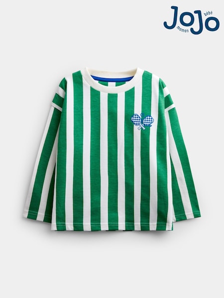 Bright Green Pickleball - Jojo Maman Bébé Badge Striped Long Sleeve Top