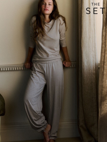 Rose/Taupe Marron - The Set 2 Pack Essentials Slash Neck And Balloon Pyjamas