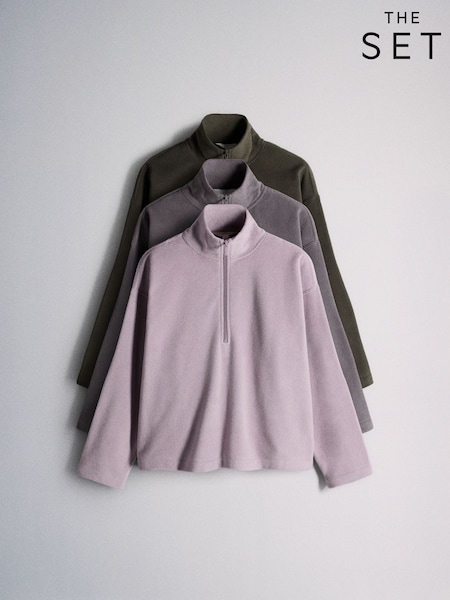 Pink/Light Purple - The Set 3 Pack Quarter Zip Micro Fleeces