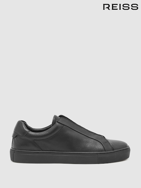 أسود - Regular Reiss Jenson Leather Hidden-lace Trainers
