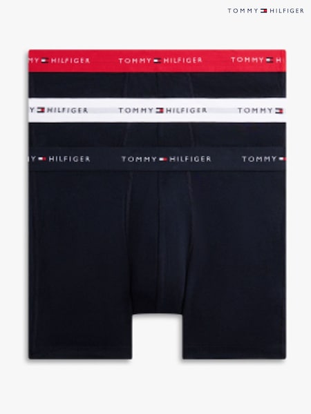 Bleu - Regular Tommy Hilfiger Cotton Stretch Boxer Briefs 3 Pack